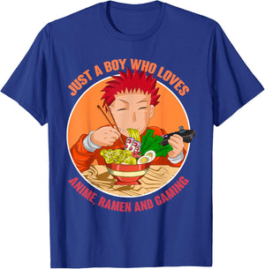 Just A Boy Who Loves Anime Ramen And Gaming Japan Anime T-Shirt - T-Shirt | Royal