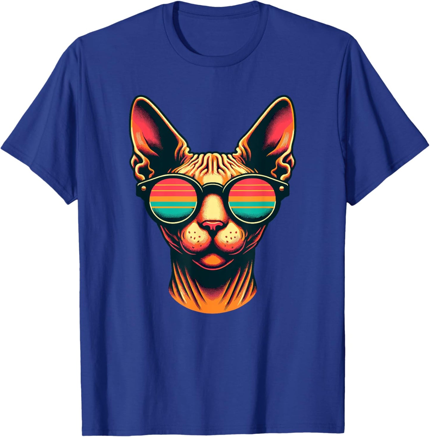 Retro Sunglasses Sphynx Canadian Hairless Cat Women Kids T-Shirt - T-Shirt | Royal