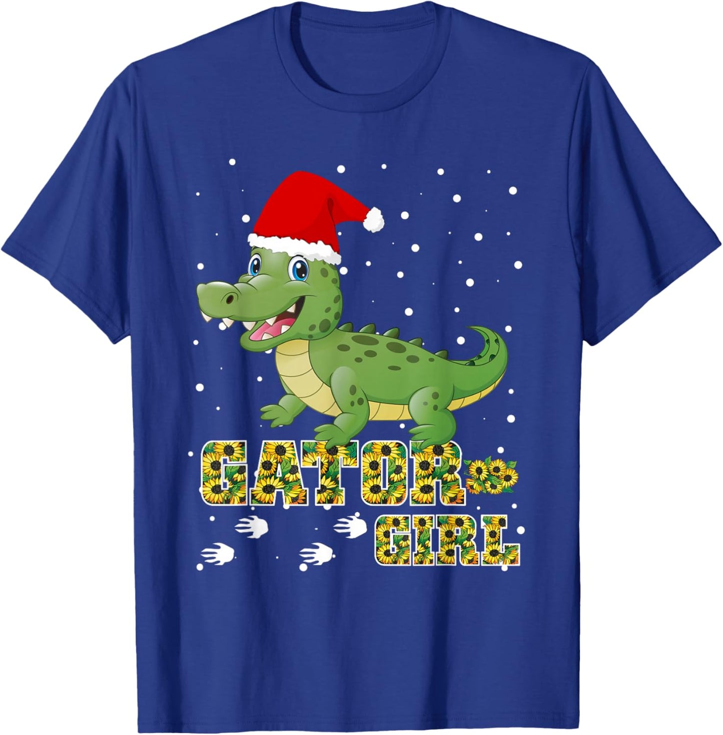 Christmas Gator Girl Santa Hat Florida Alligator Crocodile T-Shirt - T-Shirt | Royal