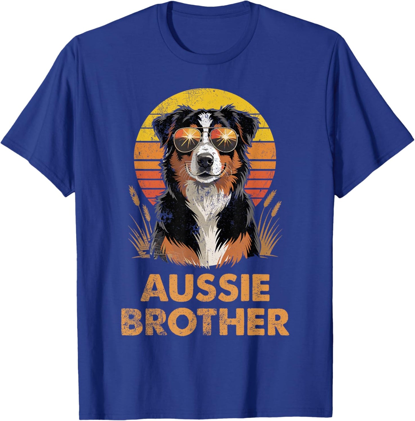 Retro Australian Shepherd Brother Funny Vintage Dog Owner T-Shirt - T-Shirt | Royal