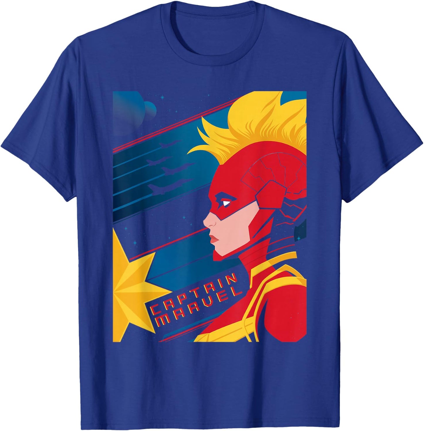 Marvel Captain Marvel Carol Danvers Jets Profile T-Shirt - T-Shirt | Royal