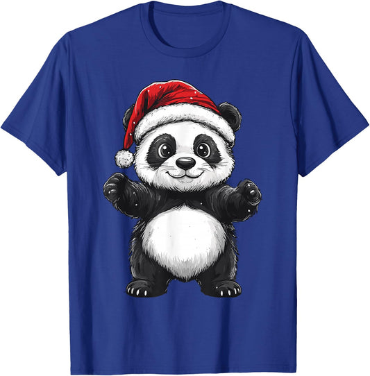 Panda Santa Hat Christmas Boys Girls Kids Panda Lover Pajama T-Shirt - T-Shirt | Royal