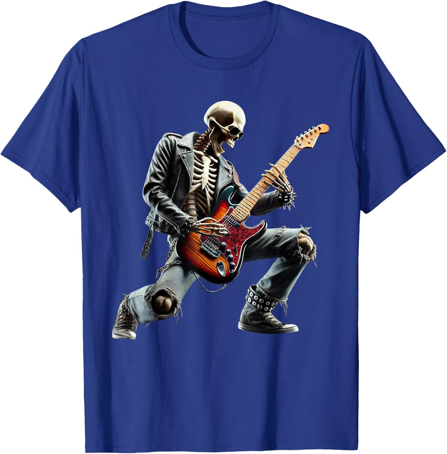 Skeleton Playing Guitar Rock Star Ghost Solo Guitar T-Shirt - T-Shirt | Royal