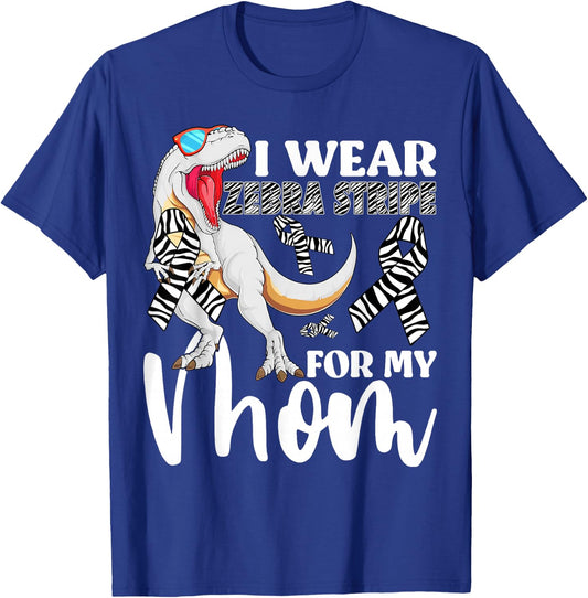 I Wear Zebra Stripe For My Mom Carcinoid Cancer Awareness T-Shirt - T-Shirt | Royal