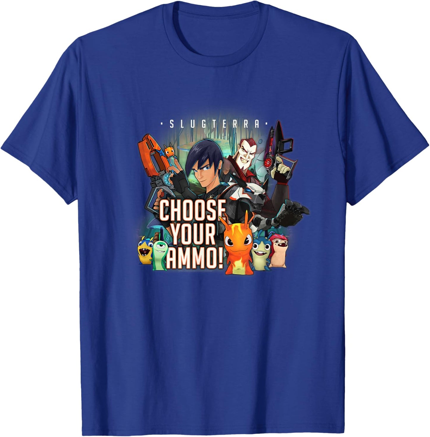 Slugterra - Eli and Dr. Thaddius Blakk - Choose Your Ammo T-Shirt - T-Shirt | Royal