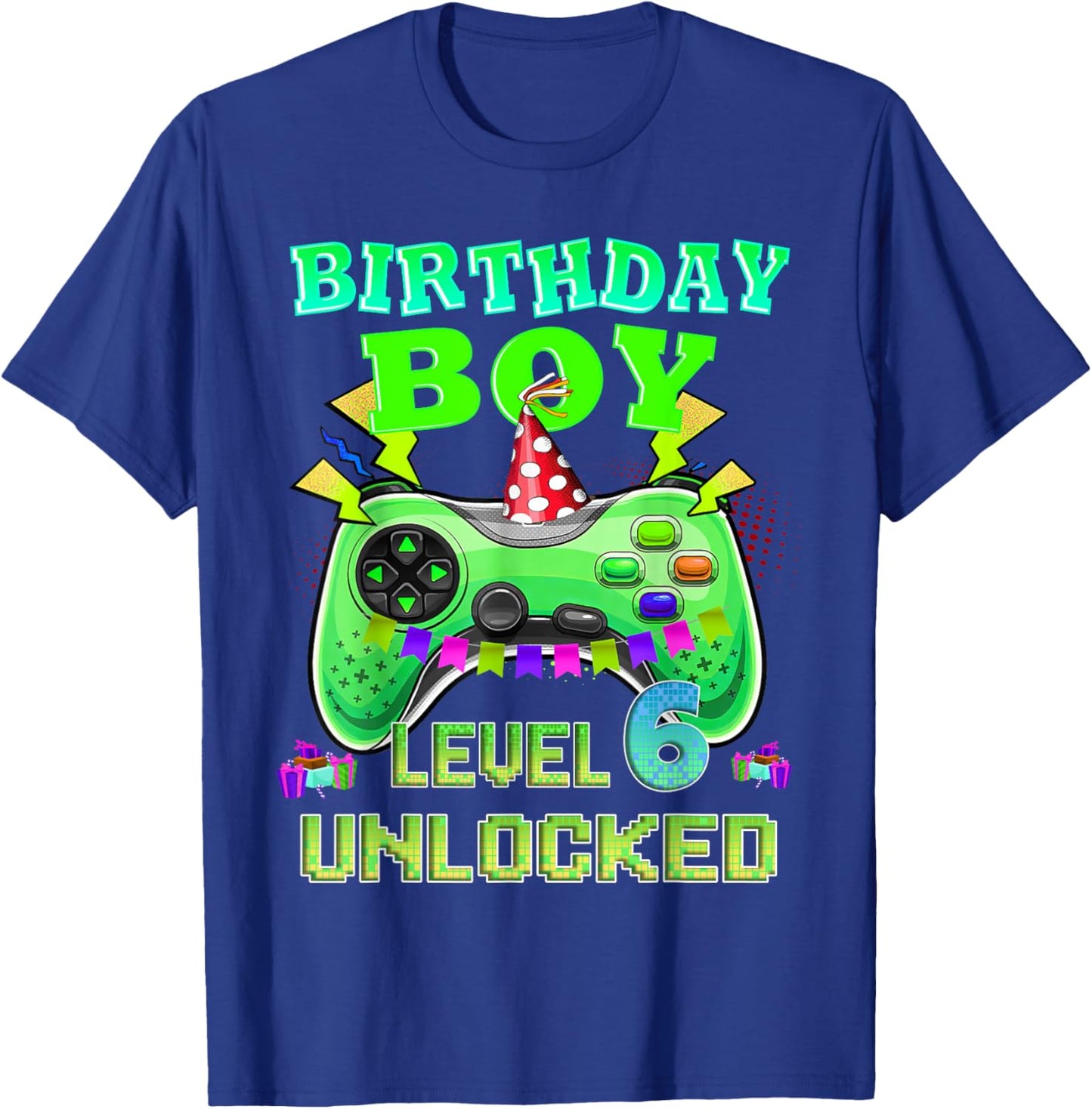 Level 6 Unlocked Video Game 6th Birthday Gamer Gift Boys T-Shirt - T-Shirt | Royal