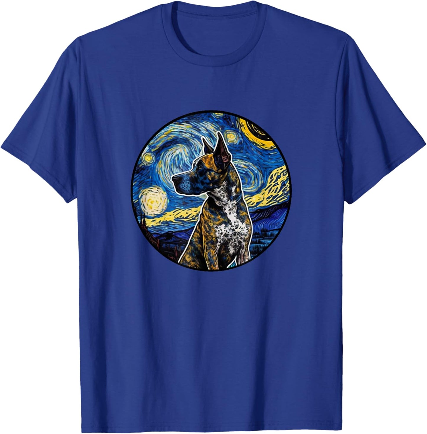 Treeing Tennessee Brindle Starry Night Painting Dog Mom Dad T-Shirt - T-Shirt | Royal