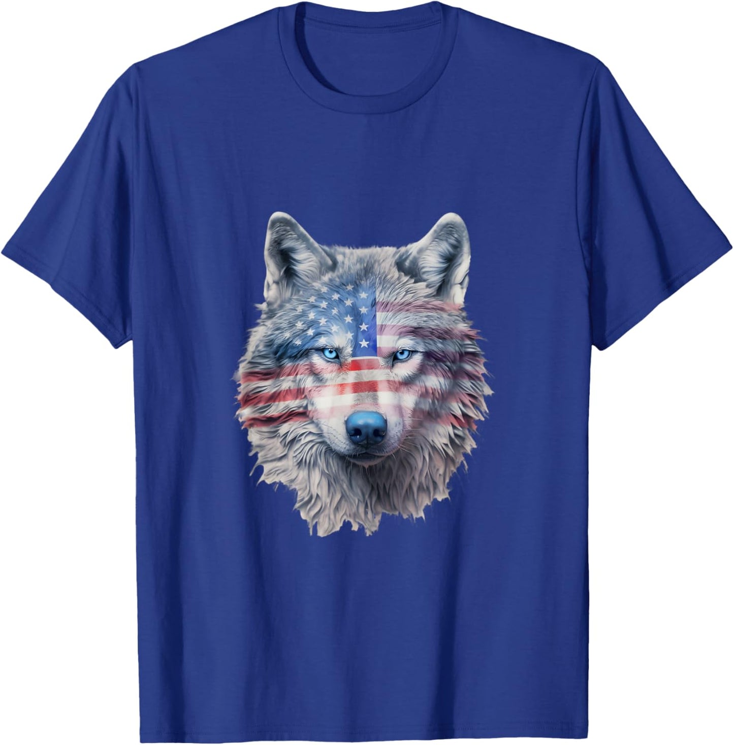 Patriotic Red White And Blue Wolf T-Shirt - T-Shirt | Royal