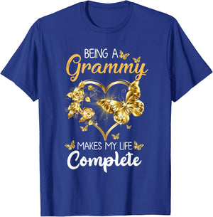 Being A Grammy Makes My Life Complete Announcement Funny T-Shirt - T-Shirt | Royal