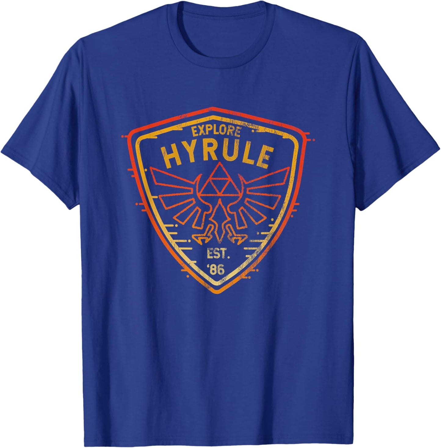 The Legend of Zelda Explore Hyrule Est. '86 Shield Logo T-Shirt - T-Shirt | Royal