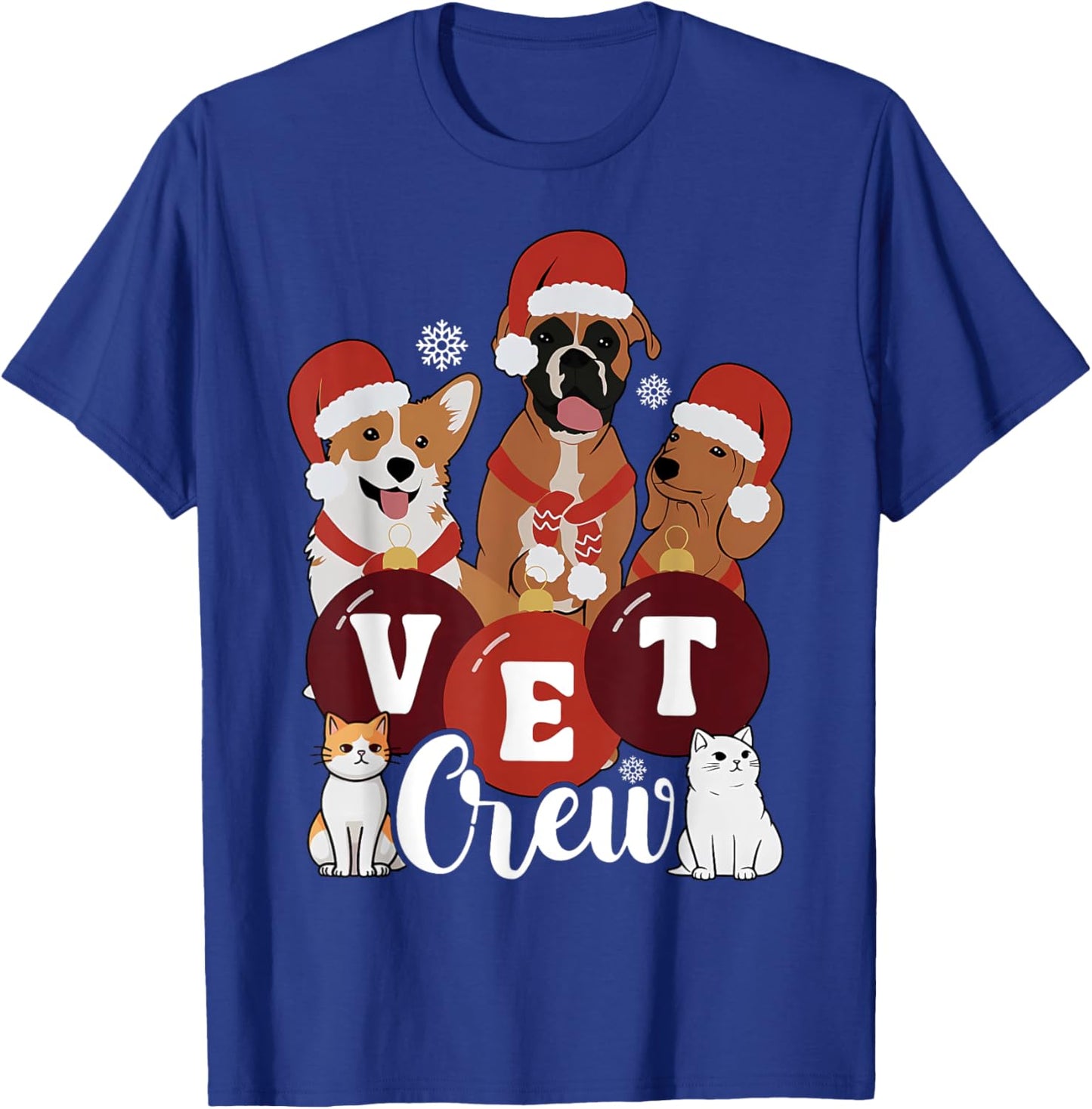 Christmas Cute Pet Santa Hat Vet Crew Veterinary Technician T-Shirt - T-Shirt | Royal
