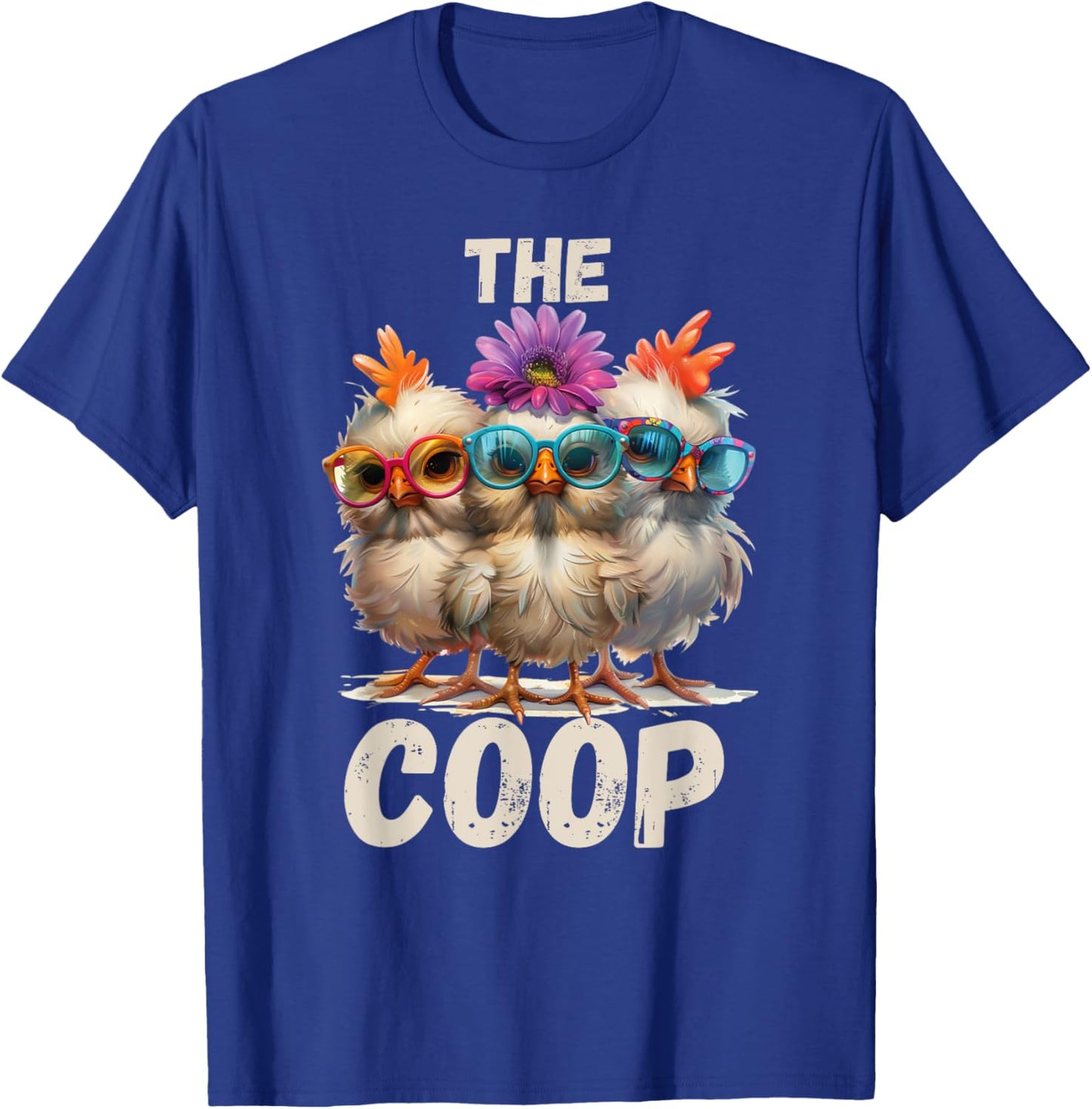 Rustic Charm by Steel Living Ultd. The Coop Chicken Trio - -Adults, Black, Small, Short Sleeve T-Shirt - T-Shirt | Royal