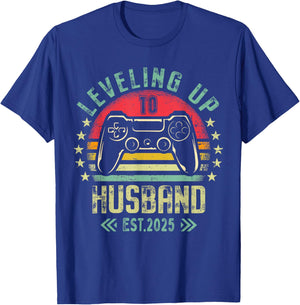 Engagement for Gamer Groom Leveling Up To Husband 2025 T-Shirt - T-Shirt | Royal