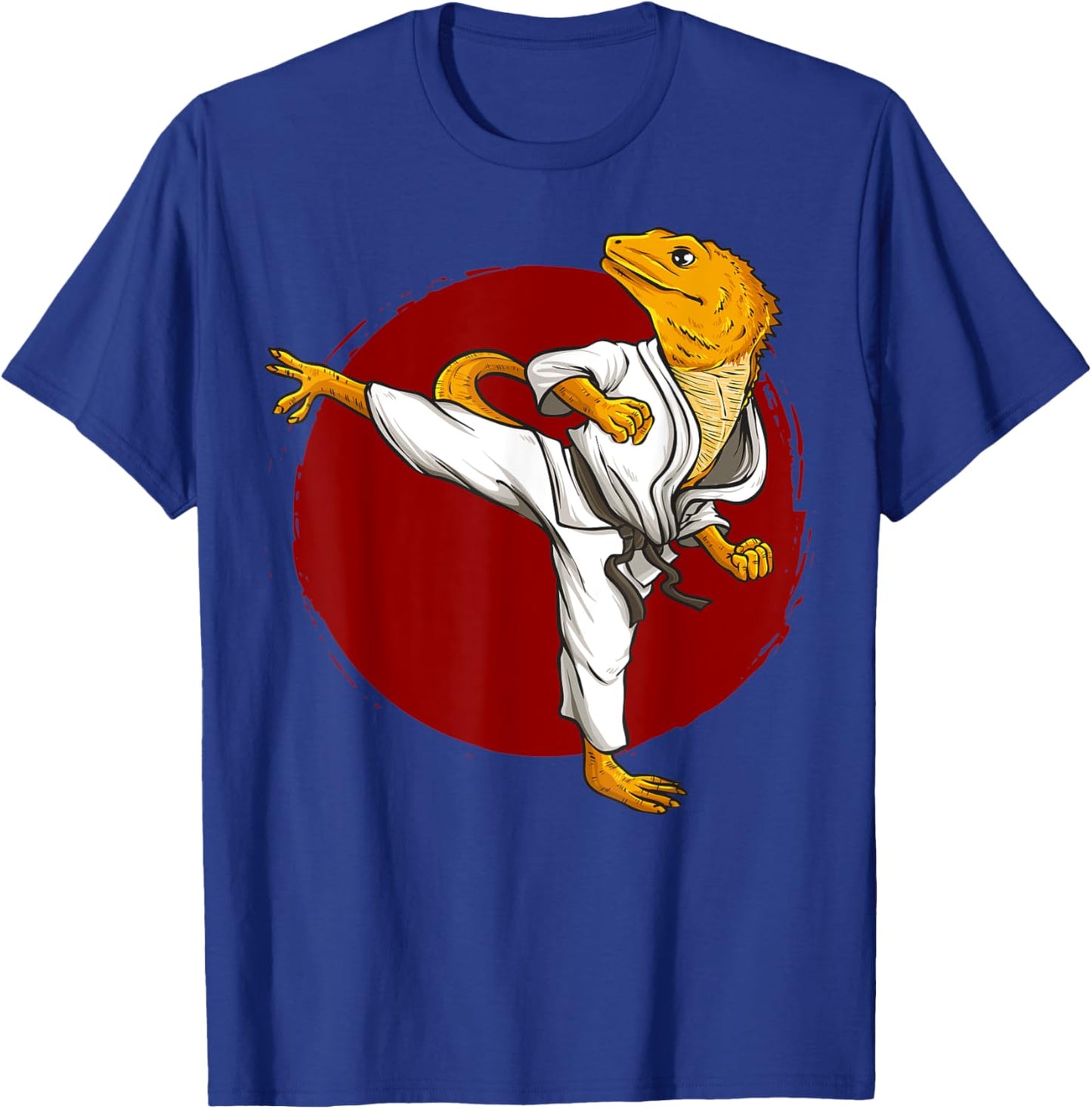 Funny Bearded dragons doing Karate Samurai Ninja lizard Art T-Shirt - T-Shirt | Royal