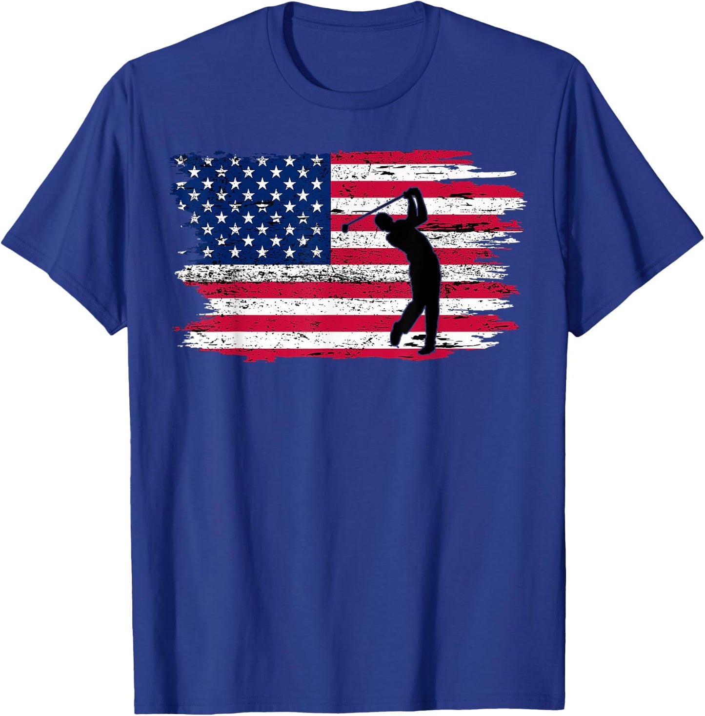 American Flag Golf Shirt 4th July Patriotic Golfer T-Shirt - T-Shirt | Royal