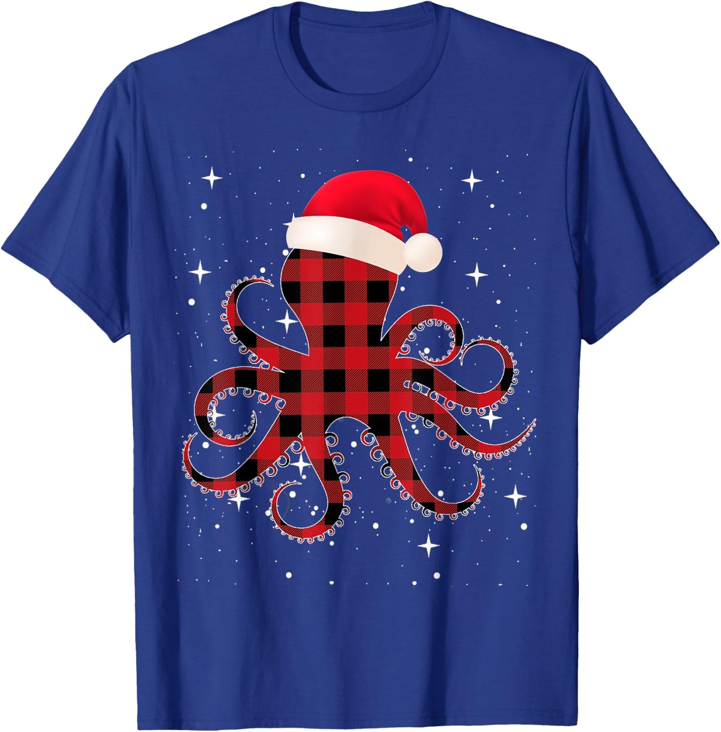 Pajamas Red& Black Plaid Flannel Christmas Octopus Santa Hat T-Shirt - T-Shirt | Royal