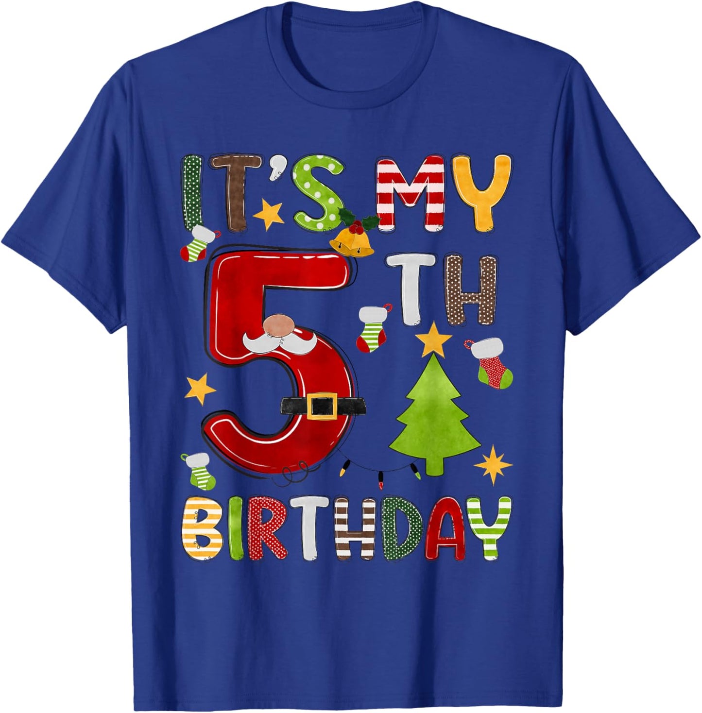 It's My 5th Birthday Boys 5 Years Old Kids Christmas Pajama T-Shirt - T-Shirt | Royal