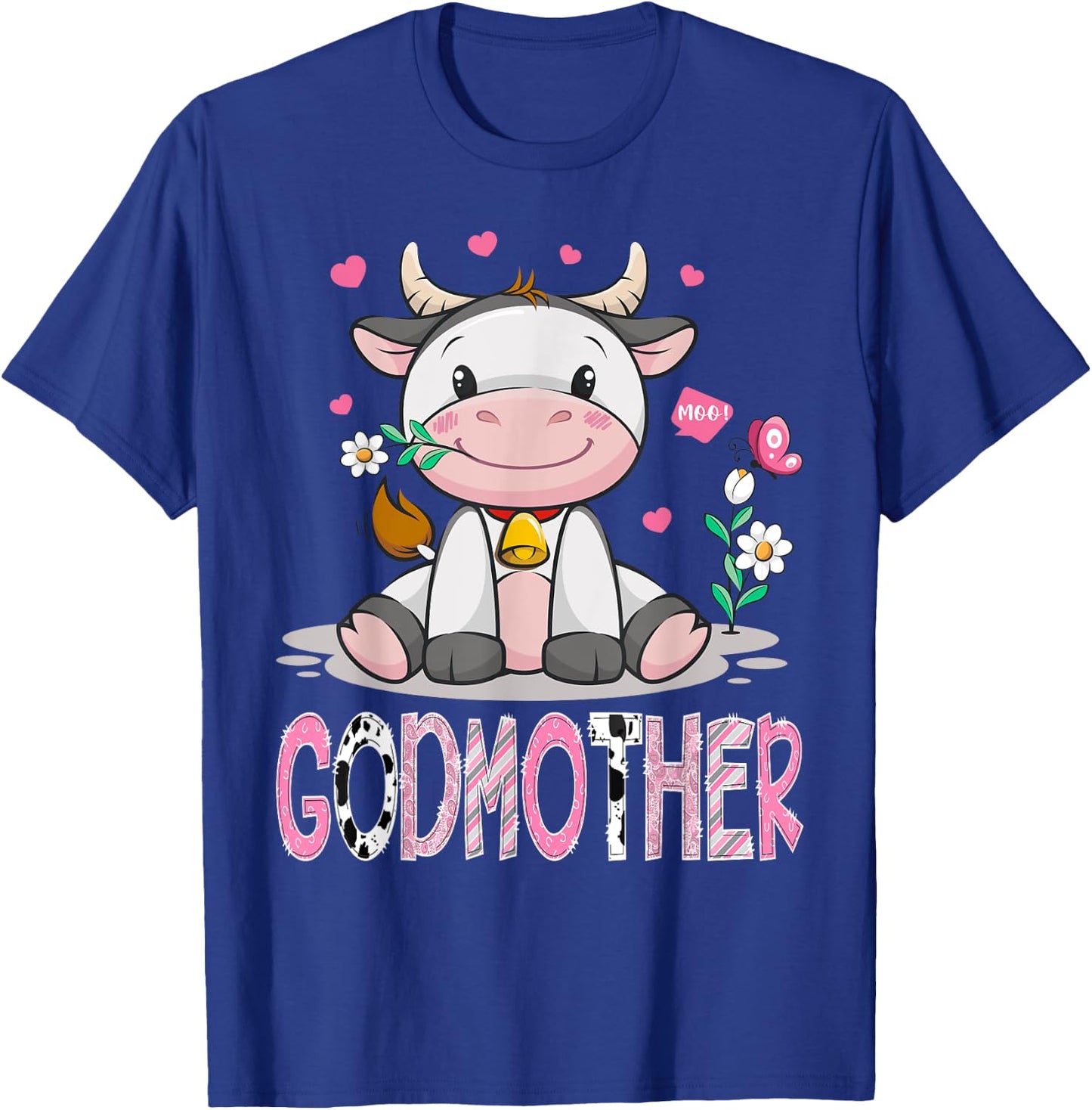 GodMother Cute Cow Moo Farmer Birthday Family Matching T-Shirt - T-Shirt | Royal