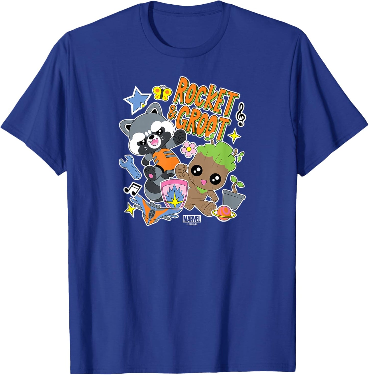 Guardians of The Galaxy - Groot and Rocket Stickers T-Shirt - T-Shirt | Royal