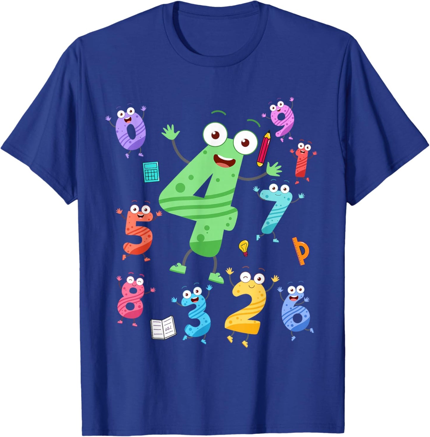 Maths Day Number Costume With Number 4 Idea For Kids Number T-Shirt - T-Shirt | Royal