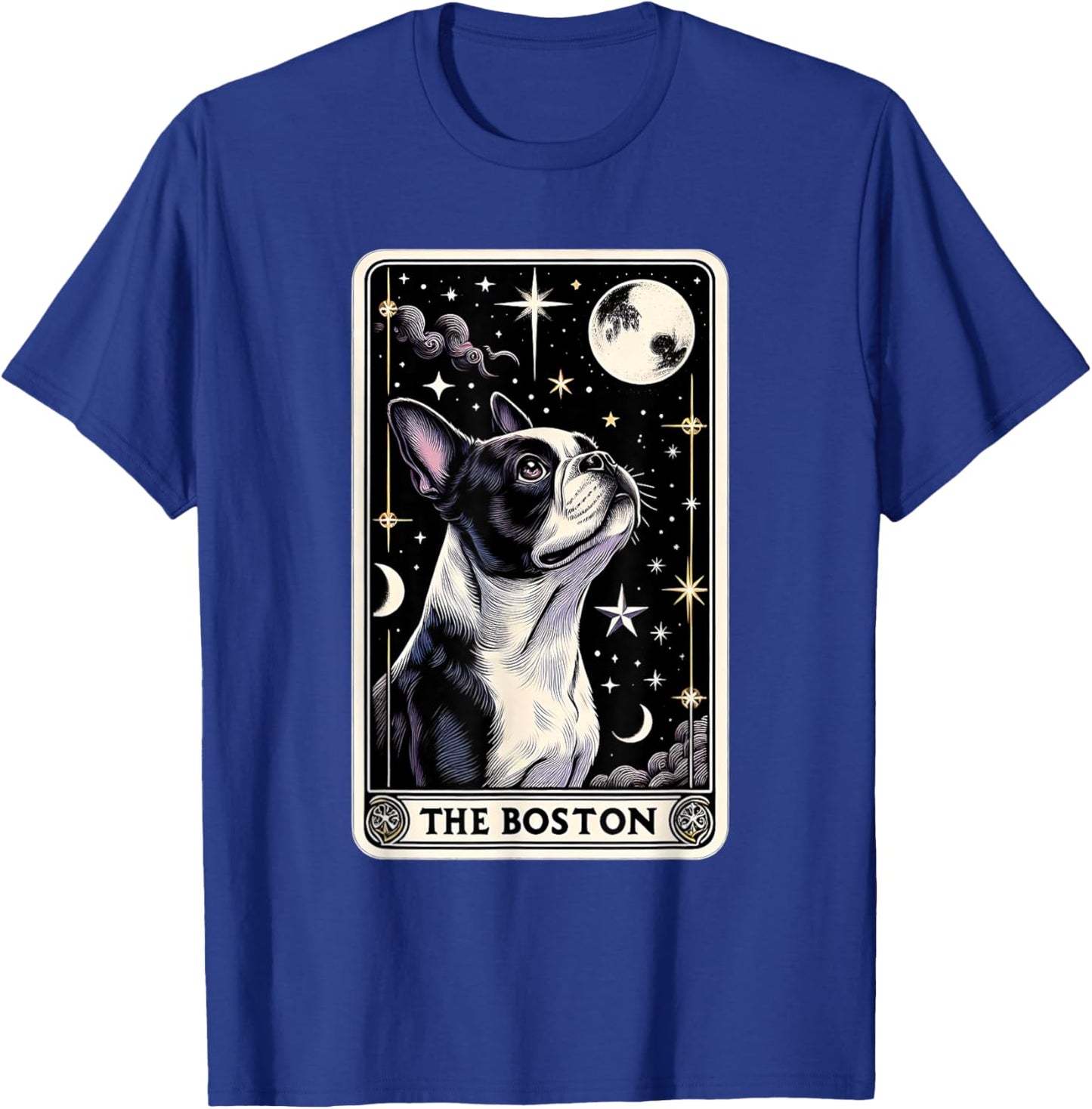Boston Terrier Tarot Card Star with the Moon Men Women Kids T-Shirt - T-Shirt | Royal
