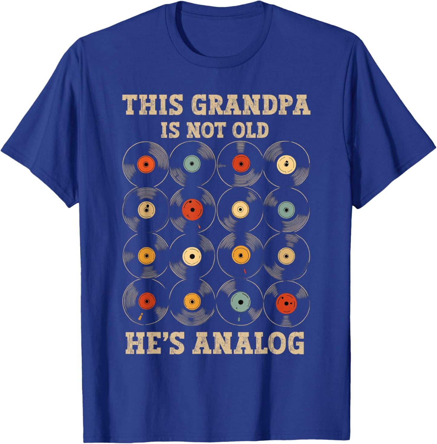 This Grandpa Is Not Old Hes Analog Retro Music Funny Vinyl T-Shirt - T-Shirt | Royal
