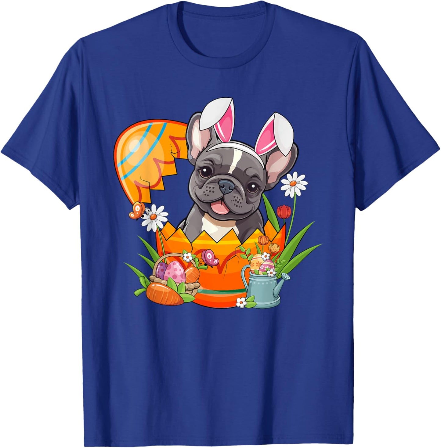 French Bulldog Rabbit Ears Easter Egg Pet Owner Men Women T-Shirt - T-Shirt | Royal