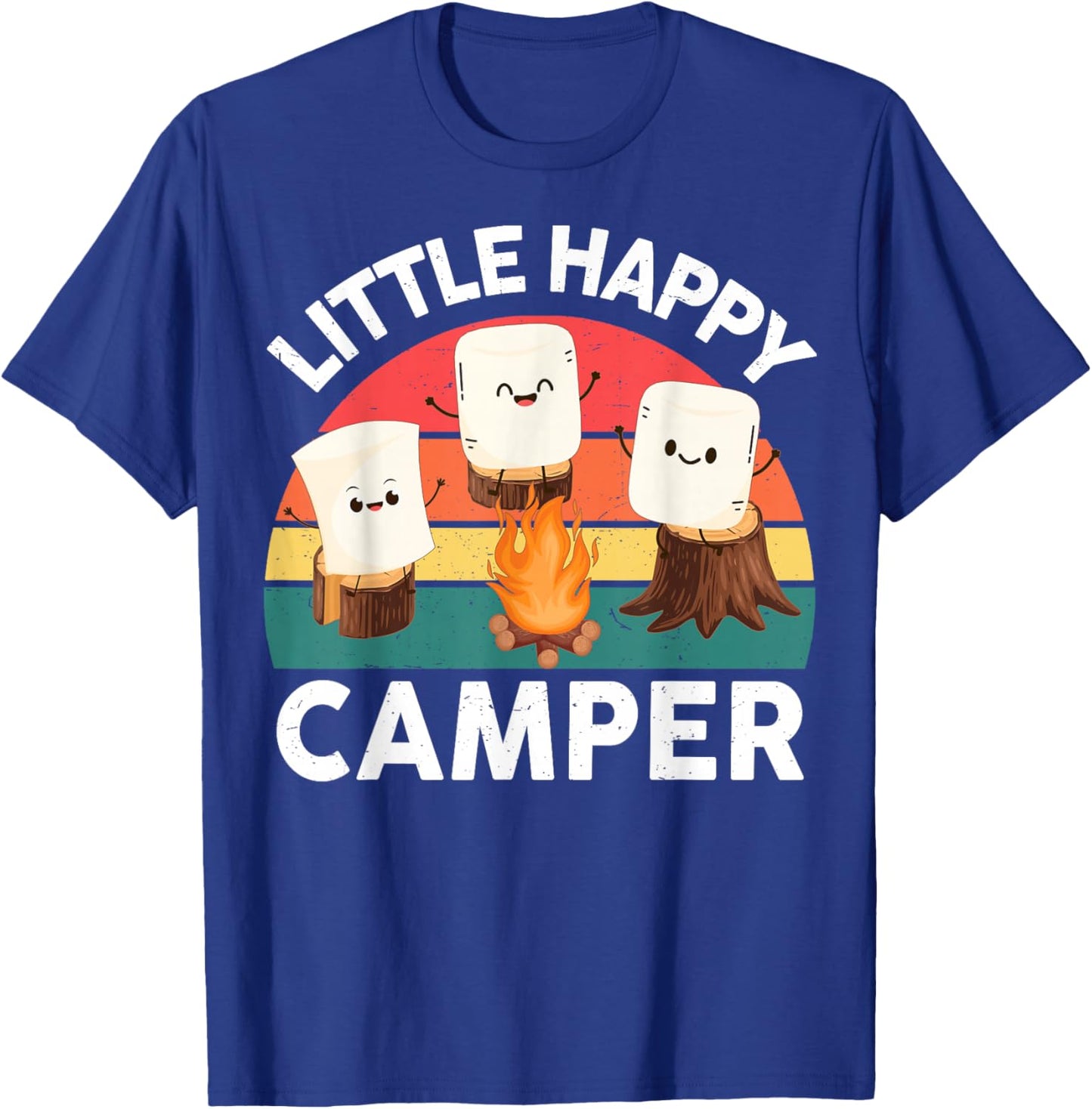 Happy Marshmallow Camper-Shirt Kids Toddler Boy Cute Camping T-Shirt - T-Shirt | Royal
