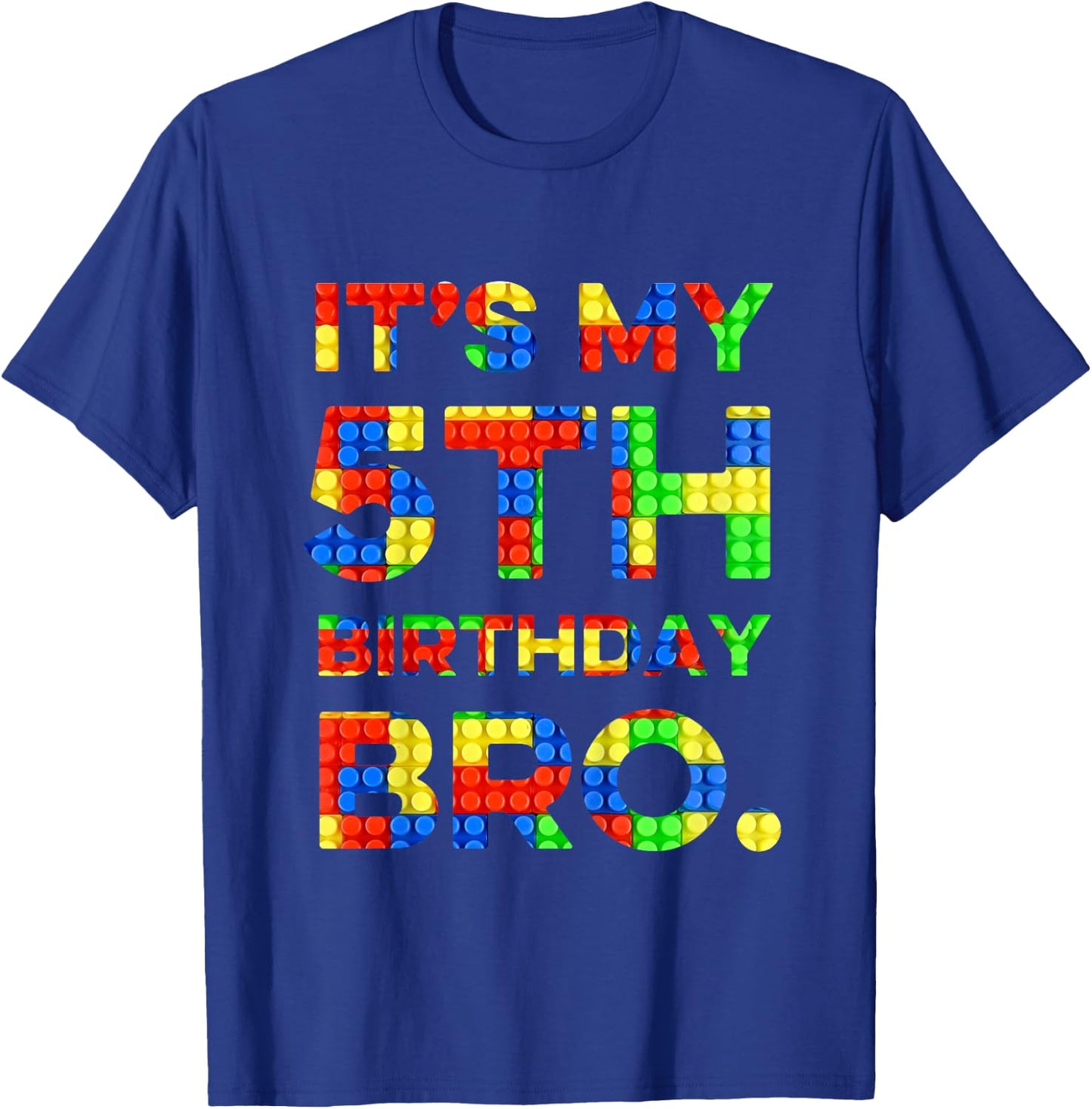 Kids Cute 5th Birthday Gift 5 Years Old Block Building Boys Kids T-Shirt - T-Shirt | Royal