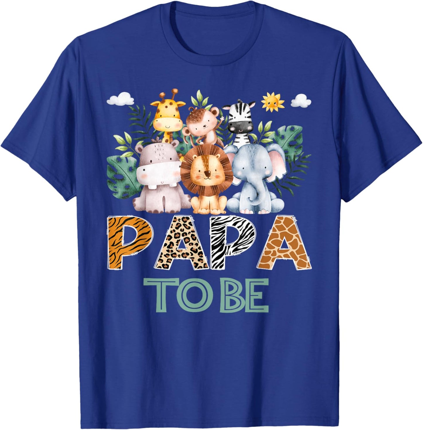 Soon To Be Papa Jungle Animal Safari Gender Reveal T-Shirt - T-Shirt | Royal