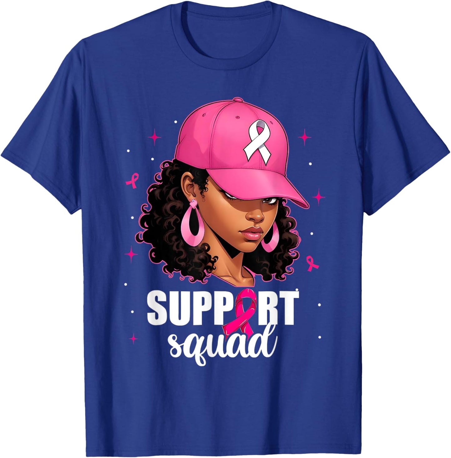 Support Squad Breast Cancer Awareness Black Women Pink Girls T-Shirt - T-Shirt | Royal