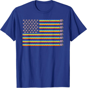 Poptart Rainbow USA American Flag Vintage T-Shirt - T-Shirt | Royal