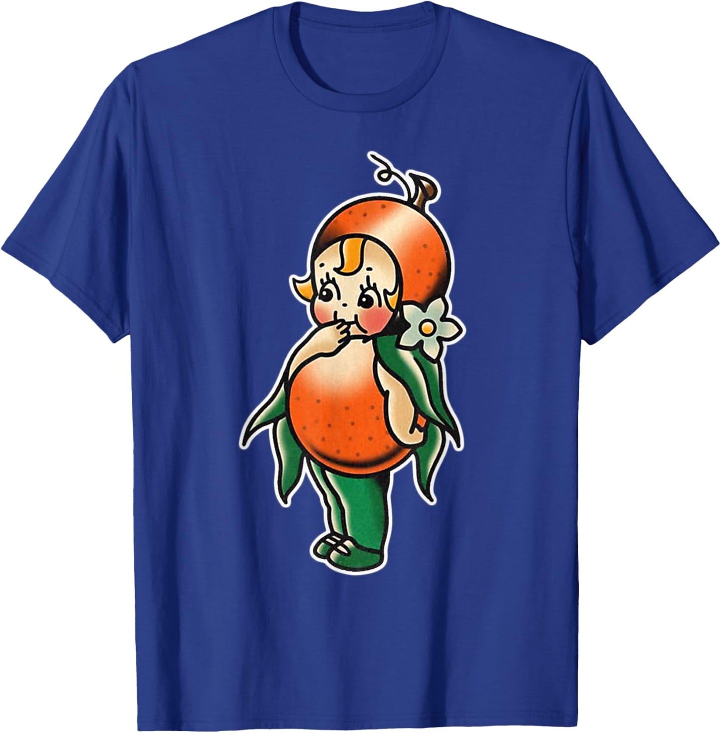 Urban Empyre Kewpie Baby Orange Fruit Traditional Tattoo Flash , Small, Black T-Shirt - T-Shirt | Royal