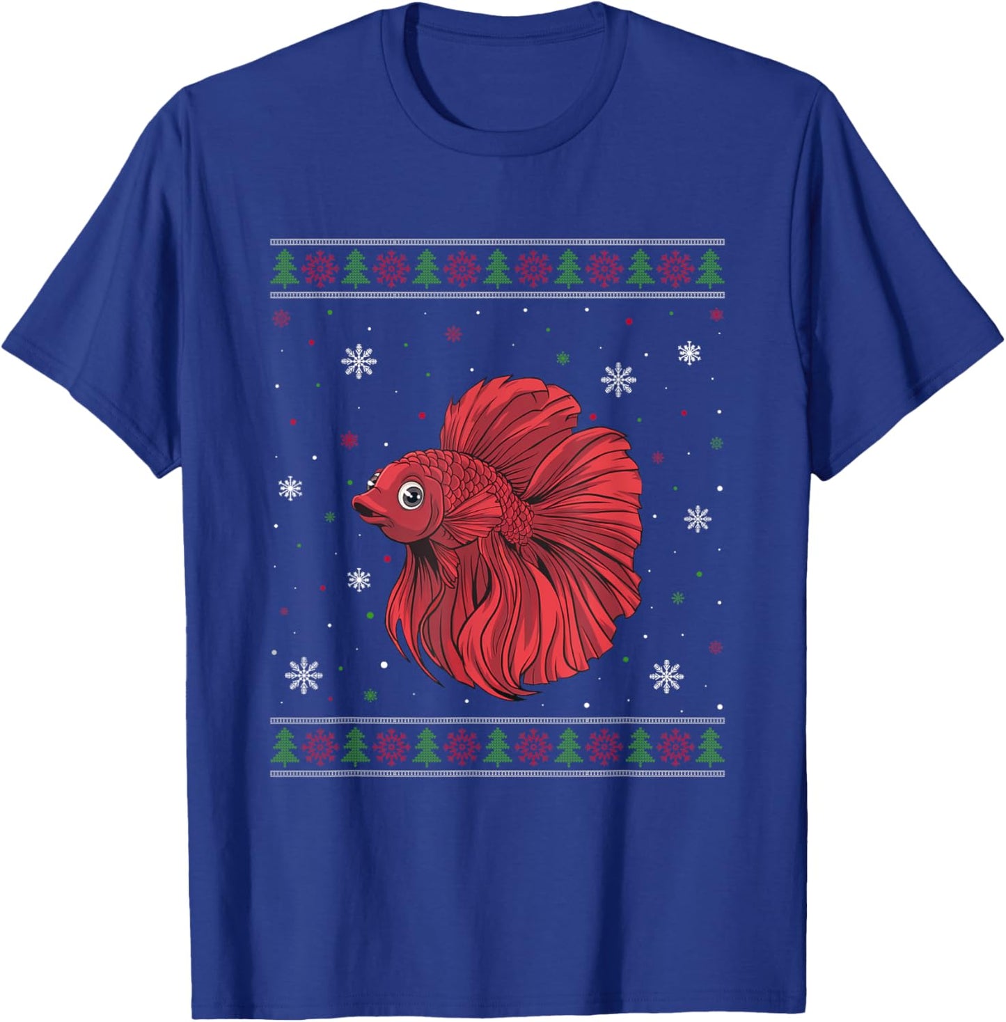Betta Fish Christmas Sweater Men Women Kids Xmas Funny T-Shirt - T-Shirt | Royal