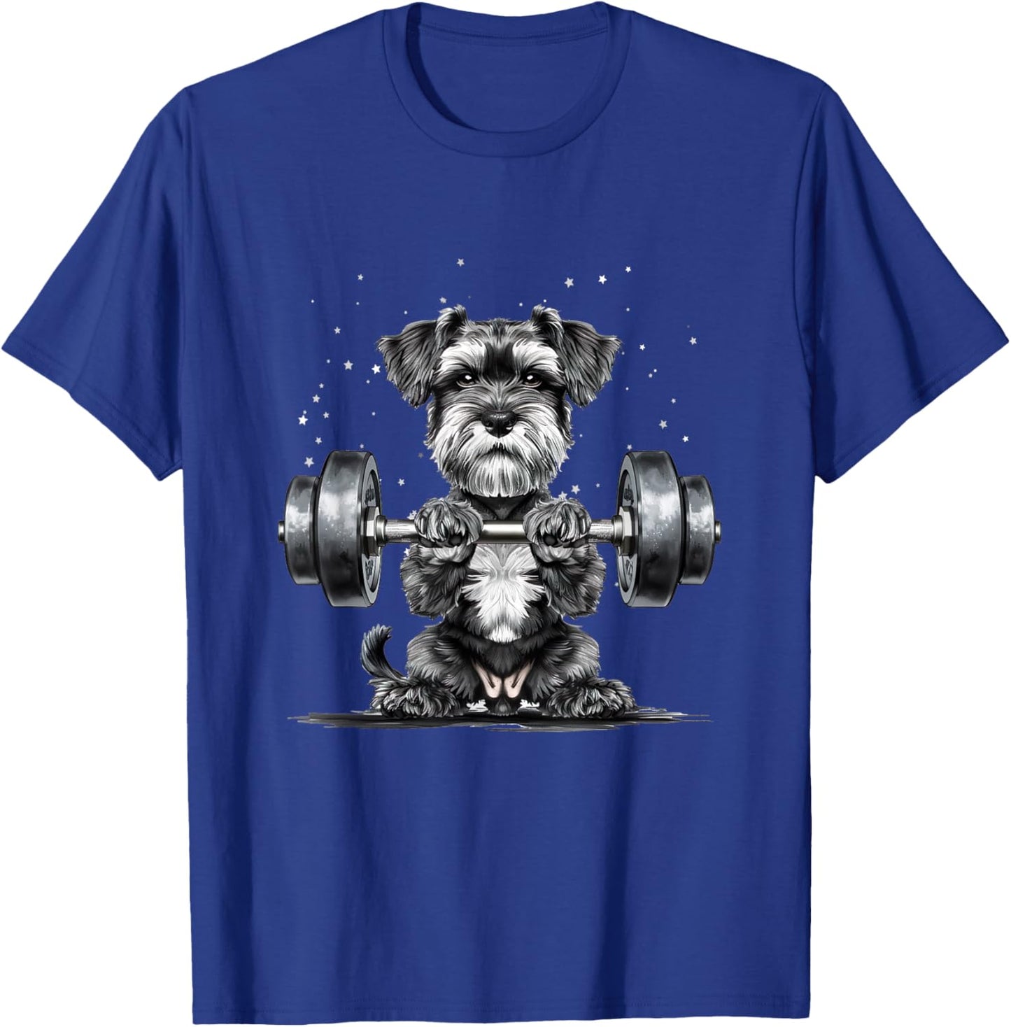 Pumping Weight Lifting Funny Miniature Schnauzer T-Shirt - T-Shirt | Royal