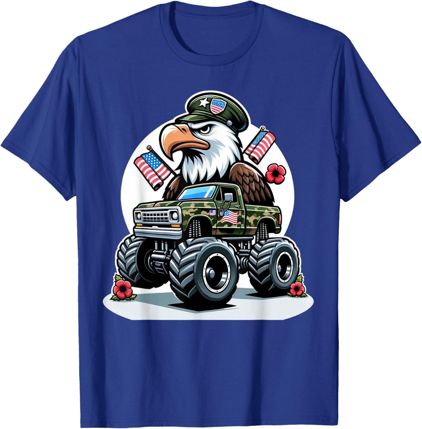 Memorial Day Shirts Kids Boys Eagle American Flag Camo Truck T-Shirt - T-Shirt | Royal