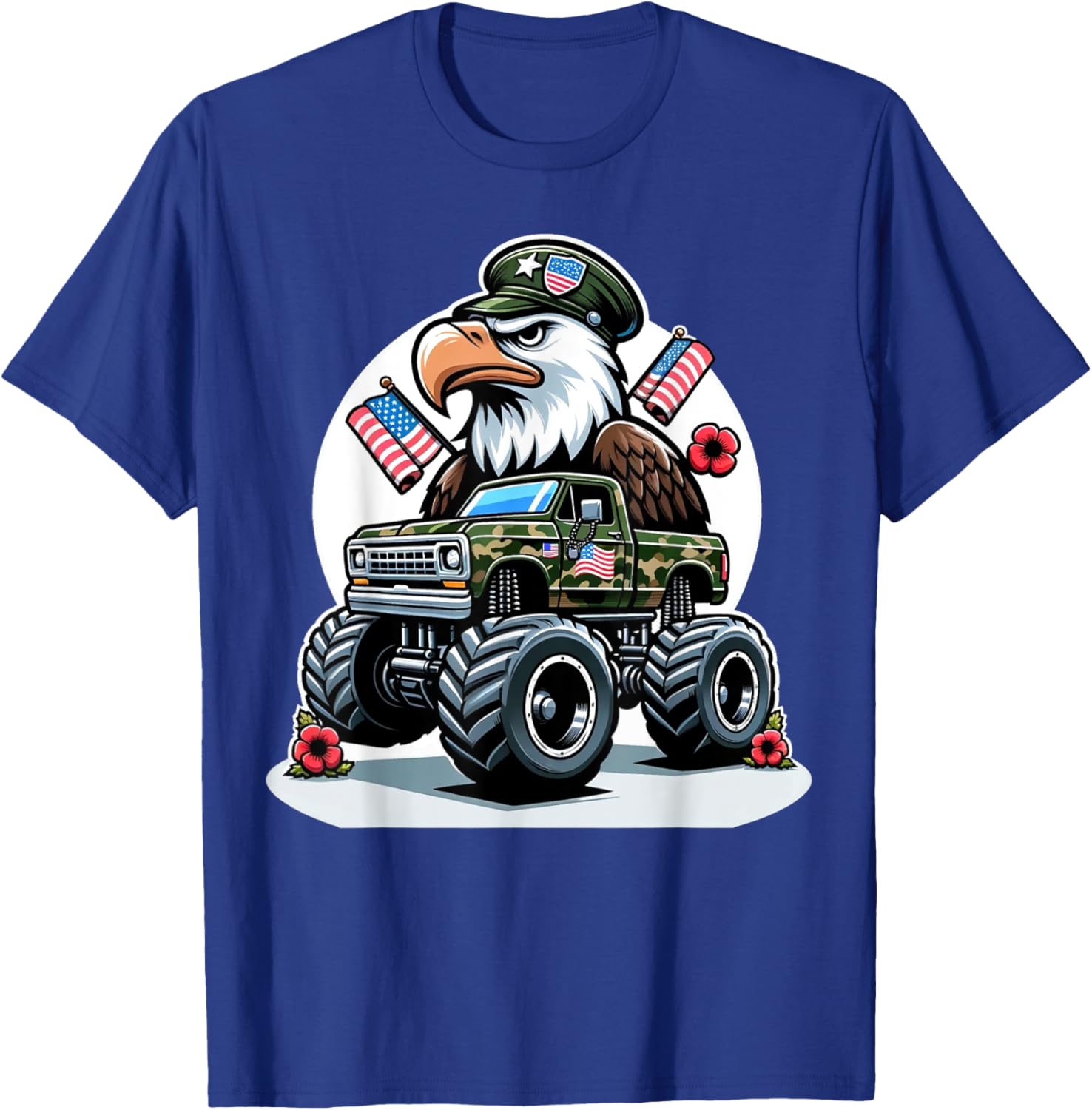 Memorial Day Shirts Kids Boys Eagle American Flag Camo Truck T-Shirt - T-Shirt | Royal