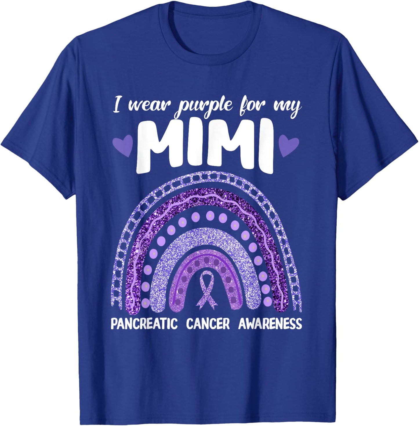 I Wear Purple For My Mimi Pancreatic Cancer Rainbow T-Shirt - T-Shirt | Royal