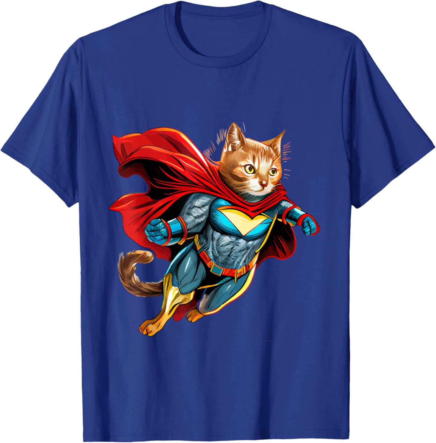 Superhero Cat Red Cape Super Hero Cat Kitten Kitty T-Shirt - T-Shirt | Royal