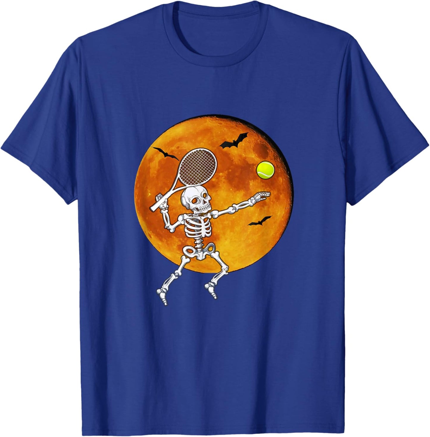 Skeleton Tennis Halloween Racket Ball T-Shirt - T-Shirt | Royal