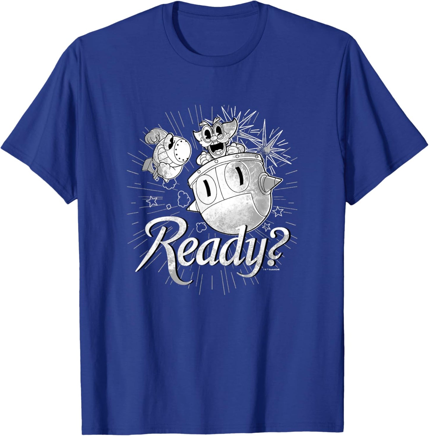 Cuphead Dr. Kahl's Robot Ready For Battle Retro Big Poster T-Shirt - T-Shirt | Royal