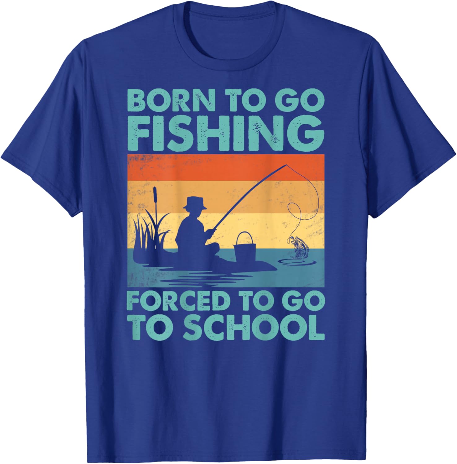 Funny Born To Go Fishing Bass Fish Fisherman Boys T-Shirt - T-Shirt | Royal