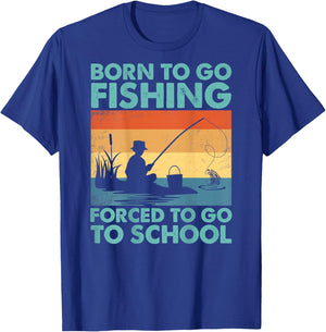 Funny Born To Go Fishing Bass Fish Fisherman Boys T-Shirt - T-Shirt | Royal