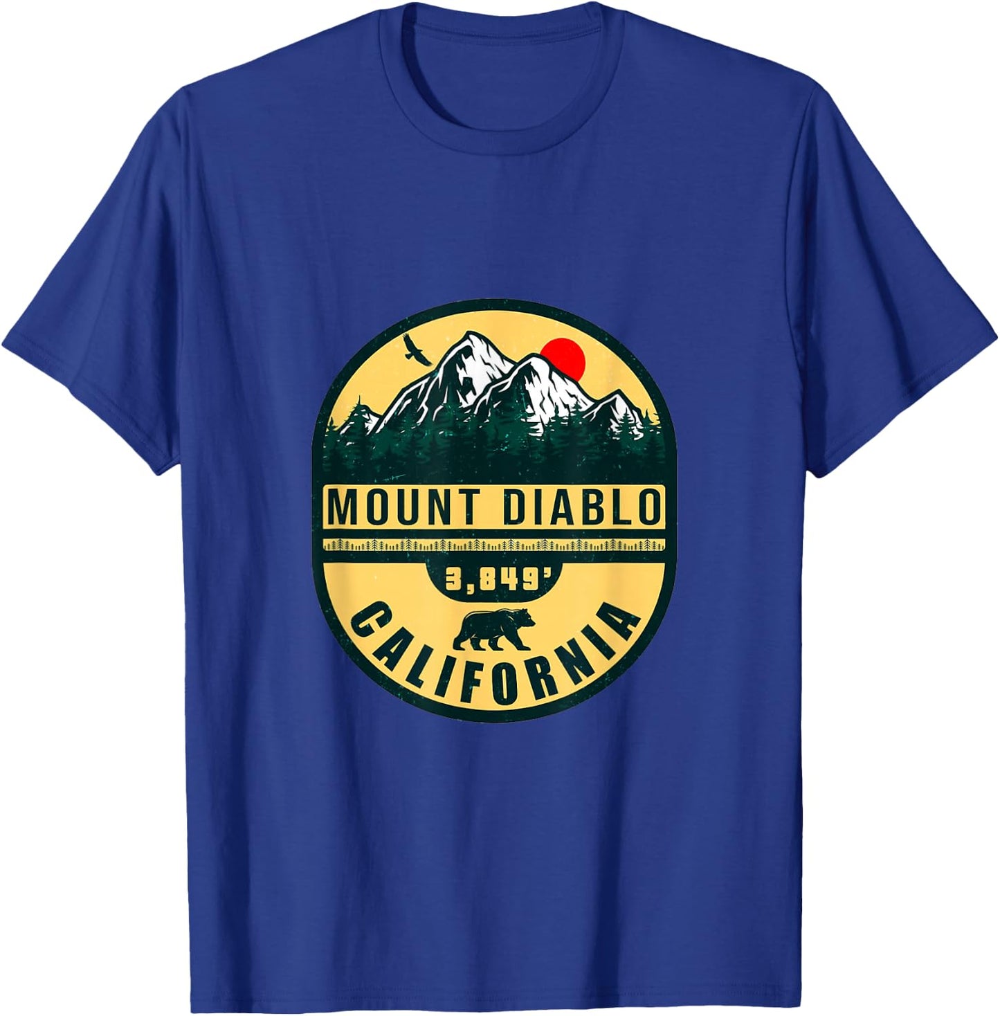 Mount Diablo California Mountains, 1960s Retro Vintage T-Shirt - T-Shirt | Royal