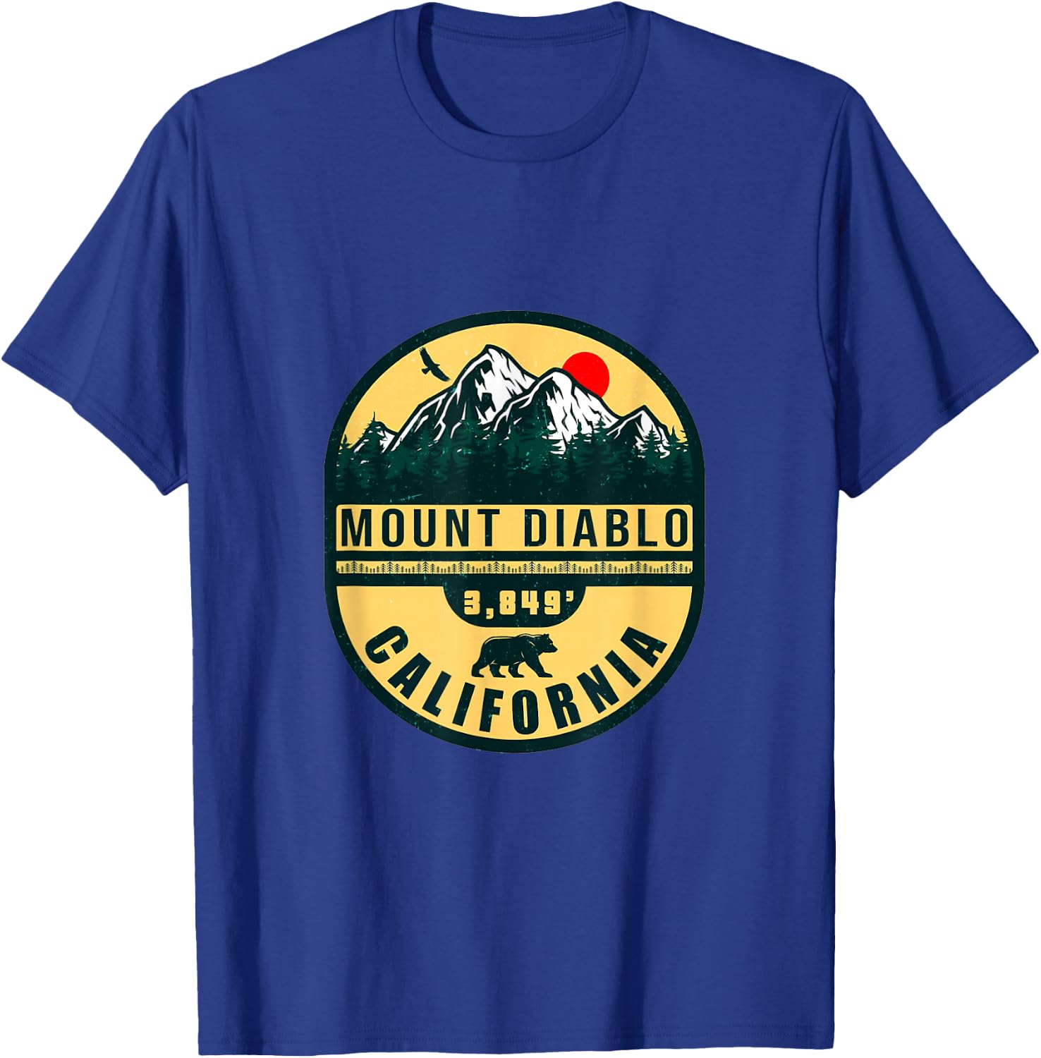 Mount Diablo California Mountains, 1960s Retro Vintage T-Shirt - T-Shirt | Royal