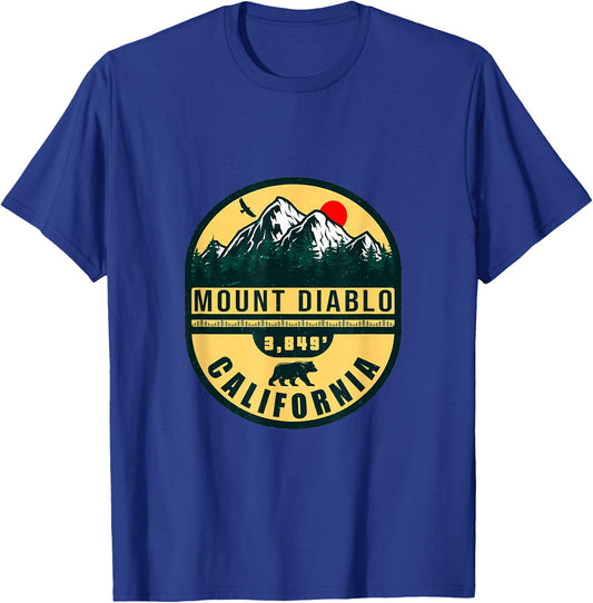 Mount Diablo California Mountains, 1960s Retro Vintage T-Shirt - T-Shirt | Royal