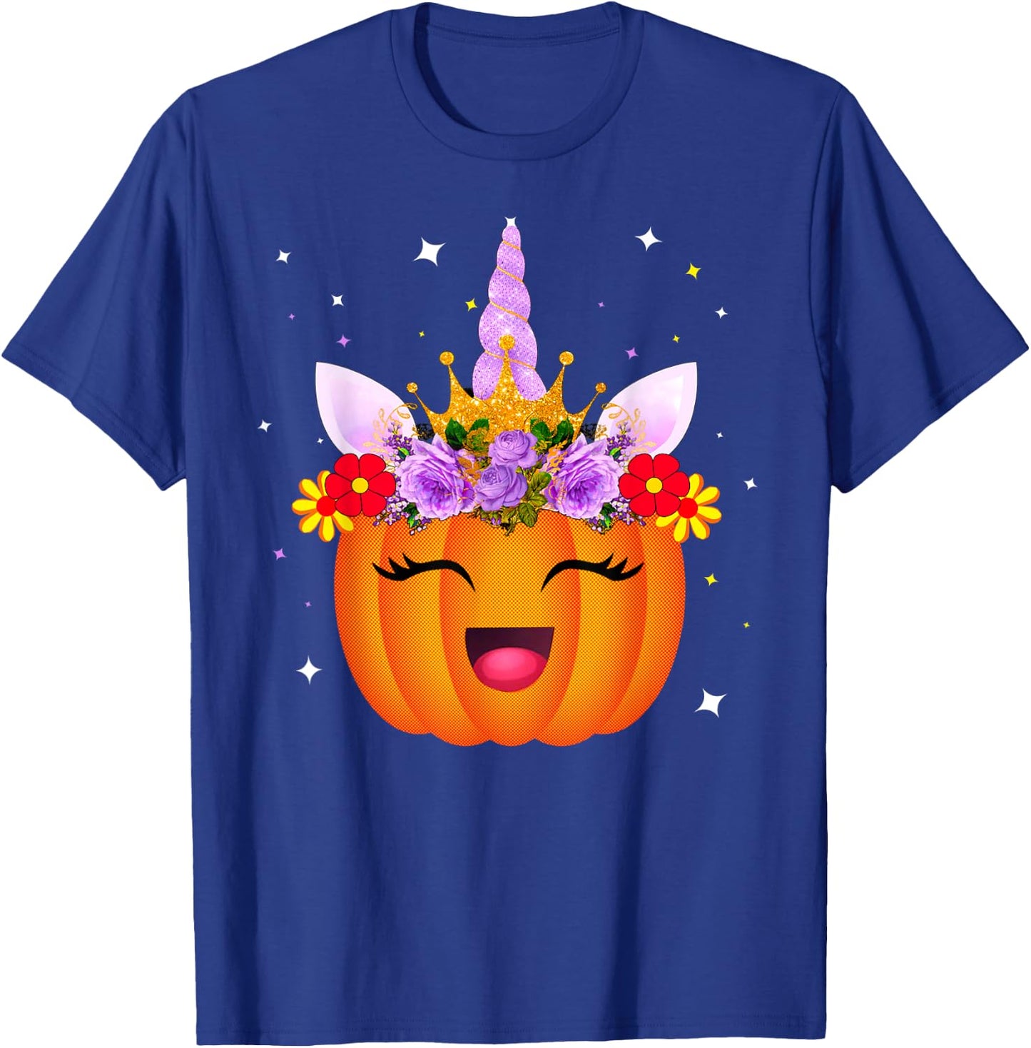 Girl Unicorn Pumpkin Halloween Unicorn Pumpkin Princess T-Shirt - T-Shirt | Royal