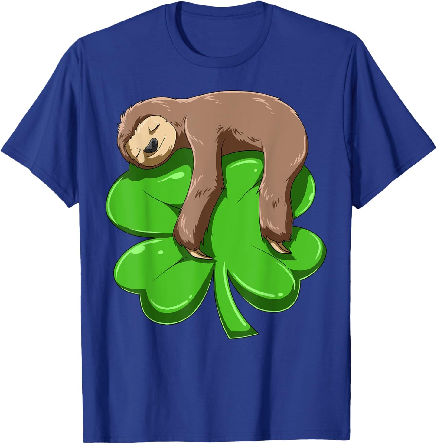Sloth Sleeping On Shamrock Sloth St Patricks Day Sloth Irish T-Shirt - T-Shirt | Royal
