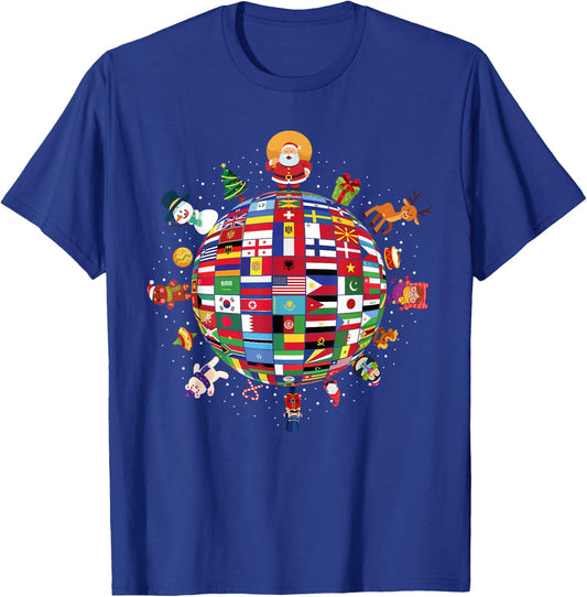 Flags Of The World Christmas Around The Globe T-Shirt - T-Shirt | Royal