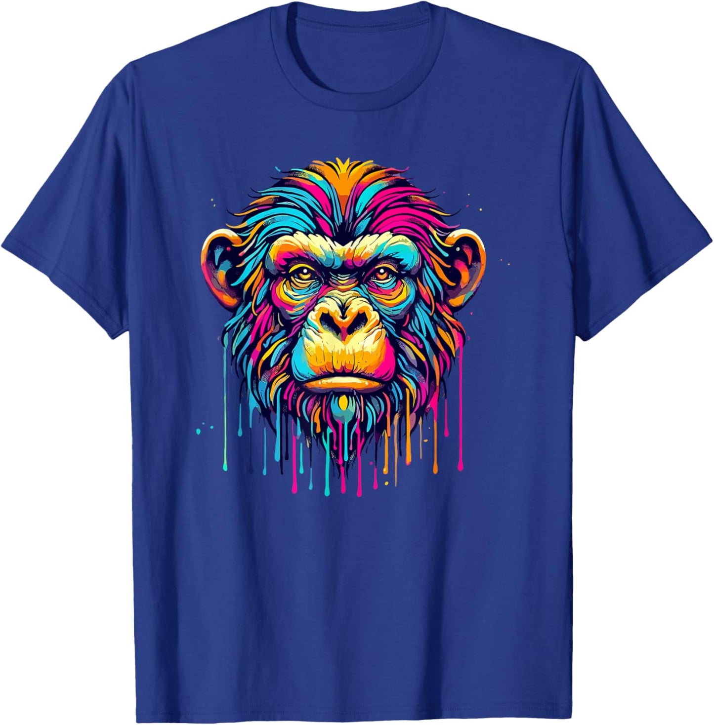 Colorful Dripping Paint Pop Art Monkey Monkeys T-Shirt - T-Shirt | Royal